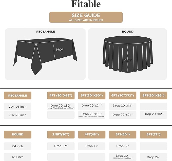 Fitable 8 Pack Table Cloth Rectangle Table: Stain and Wrinkle Resistant Tablecloth Rectangular, Washable Polyester Tablecloths for Wedding Christmas Party Dining Banquet Event(Red, 70x120 Inch)