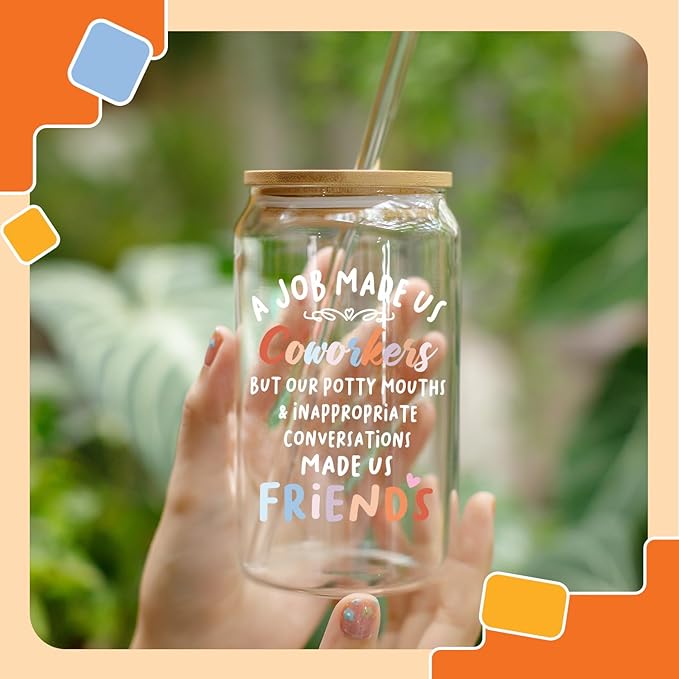 NewEleven Christmas Gifts For Friends – Work Bestie Presents For Women Friends - Appreciation Gifts For Coworkers, Unique Present Ideas For Coworker Leaving, Farewell Party – 16 Oz Coffee Glass