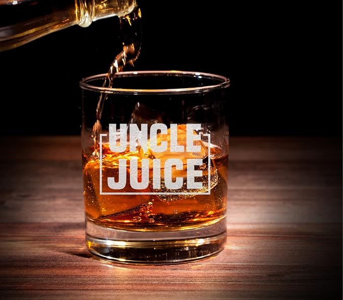 Uncle Juice Whiskey Glass - Great Gift for Uncles - Special Uncle Rock Glass for Birthday Father’s Day Christmas