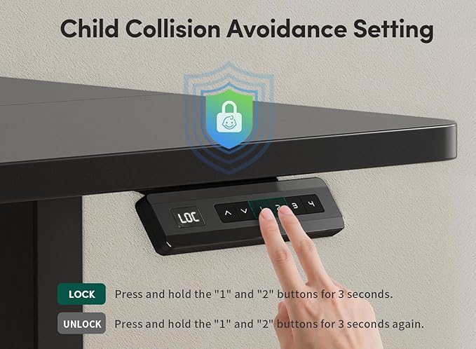 FEZIBO 40 x 24 Inch Height Adjustable Electric Standing Desk with Double Drawer, Computer Desk, Home Office Stand Up Table with 4 Height-Adjustable Feets & 2 Hooks, Black