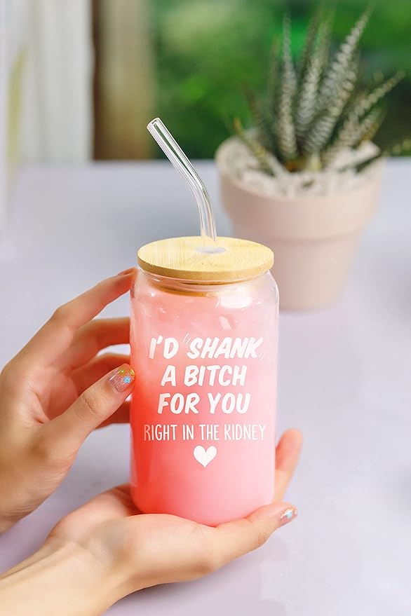 NewEleven Gifts For Women Friendship - Funny Gifts For Friends Female - Unique Friendship Present For Her, Female, Bestie, Bff, Soul Sister, Work Bestie - 16 Oz Coffee Glass