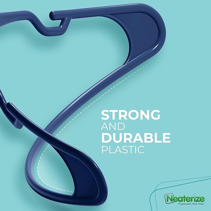 NEATERIZE Clothes Hangers 50 Pack Navy - Plastic Hangers - Ganchos Colgar Ropa
