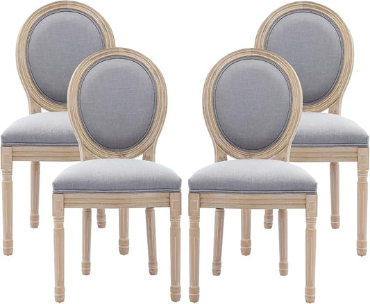 Nrizc French Bistro Chairs Set of 4, French Country Farmhouse Wood Round Back Dining Chair, for Dining Room/Living Room/Bedroom