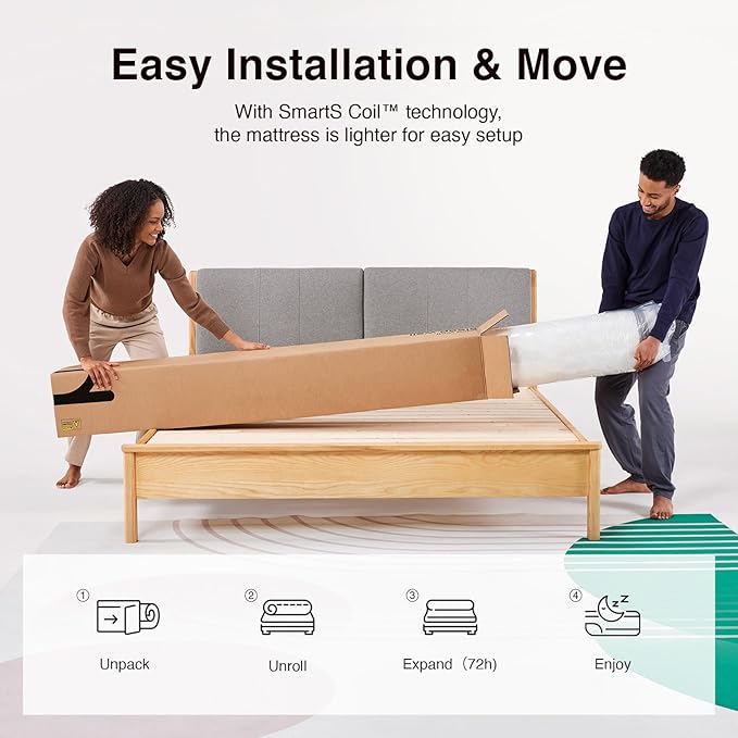 Novilla Full Size Mattress, 8 Inch Full Mattresses in a Box with Smarts™ Coil for Pressure Relief, Medium Plush Foam and Spring Hybrid Colchones with CertiPUR-US Certified for Kids