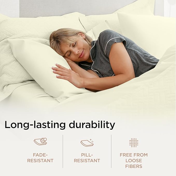 Threadmill Luxury 800 Thread Count California King 100% Cotton Sheets - Ivory Sateen Weave Bed-Sheets, Better Than Egyptian Cotton, 4 Pc Solid Bed Set, Fits 16" Deep Pocket