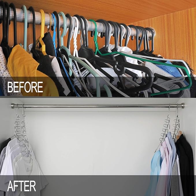 Meetu Space Saving Hangers Magic Cloth Hanger Metal Closet Organizer (Pack of 12)