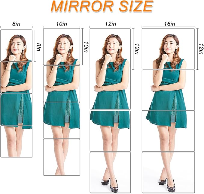 4 Pack Wall Mirror Full Length, 20 x 20 Inch Unbreakable Acrylic Mirror Tiles, Shatterproof Flexible Plastic Mirror Sheets for Bedroom Home Gym Door (4P 20"x20")