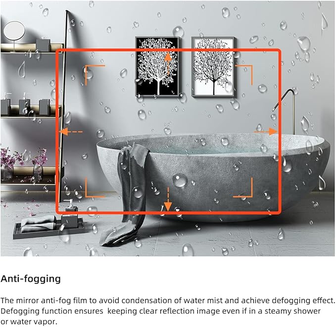 55" x 32" LED Bathroom Mirror LED Wall-Mounted Anti-Fog Mirror Mirror with Lights LED Vanity Mirror Dimmable Lighted Mirrors