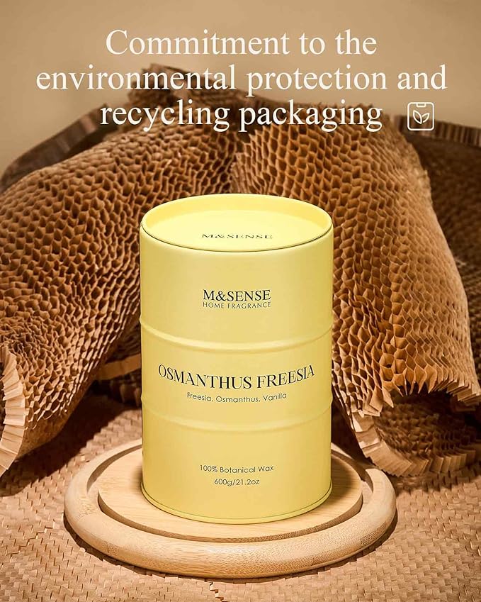 M&SENSE Osmanthus Freesia Scented Candles Large, Natural Soy Candles 21.2oz 120 Hour Christmas Decor,Christmas Candle for Stress Relief Meditation Relaxing,Gift for Her
