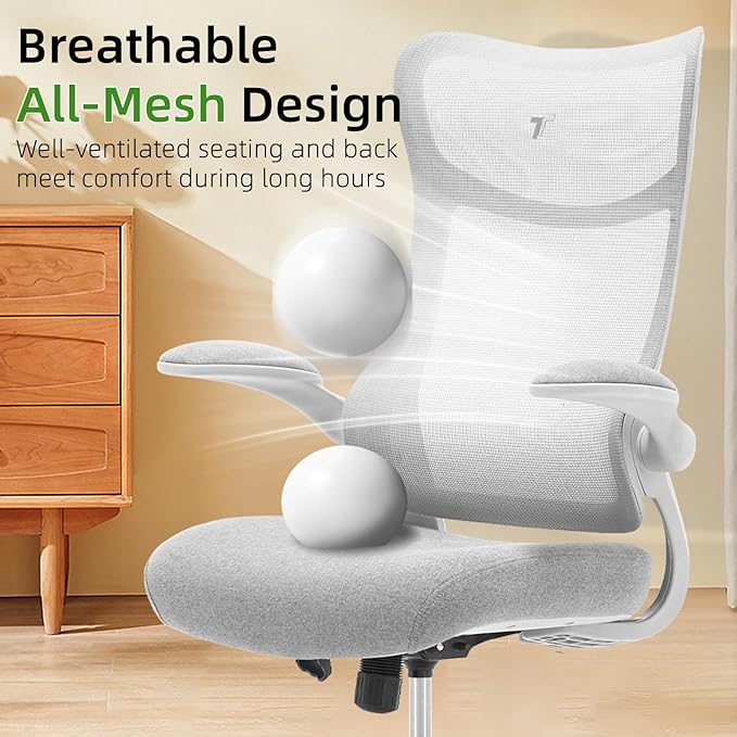 TT Airflex V2 Mesh Ergonomic Super Soft Wide Cushion Office Computer Desk Chair Adjustable Arms (Ashy Grey)