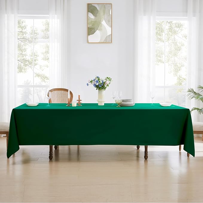 Rectangle Tablecloths 60x120 Inch 6 Pack Dark Green Tablecloth for 6ft Washable Decorative Linen Polyester Table Cloths for 8ft Dining Table Banquets Buffet Parties and Wedding
