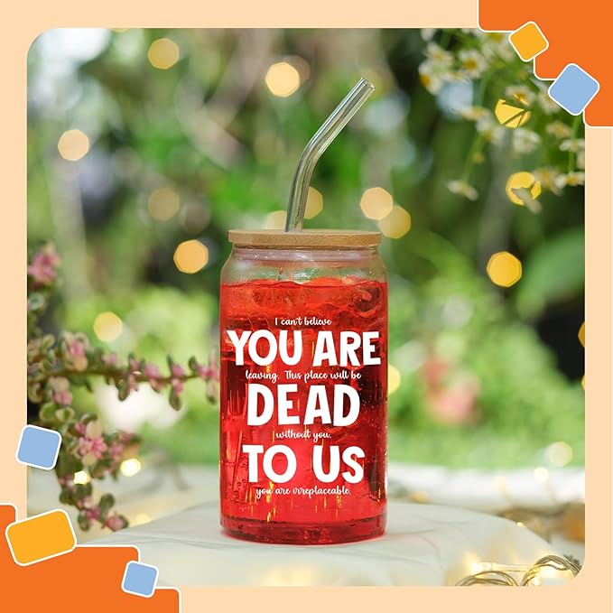 NewEleven Coworker Leaving Gifts - Gifts For Coworker Farewell, Going Away, Goodbye, New Job - Good Luck Presents For Friends, Boss, Women, Work Bestie – 16 Oz Coffee Glass
