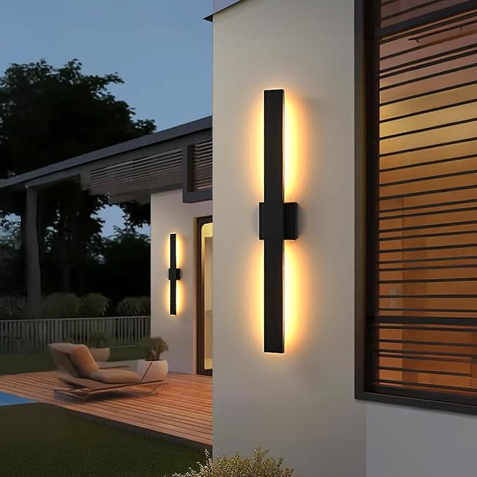 Upgraded 40.1in Black Long Modern LED Outdoor Wall Lights 3000K 4000K 5000K Dimmable Exterior Wall Sconce Outside Light fixtures for House Garage Front Door