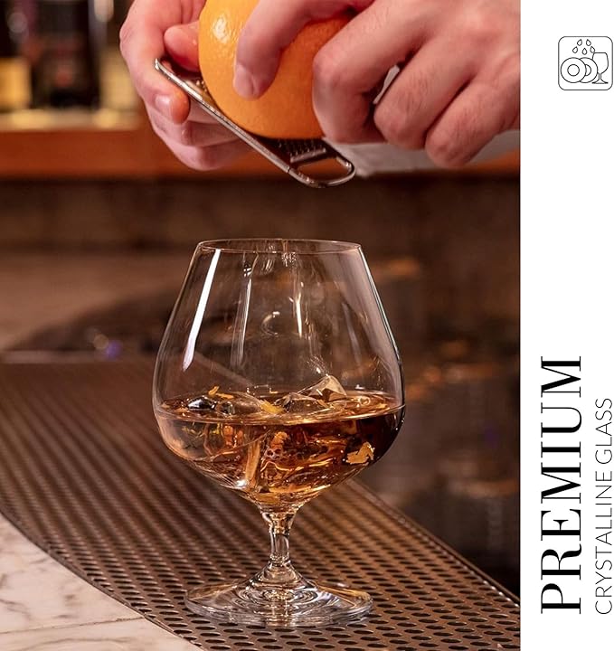 Krosno Brandy Cognac Snifter Glasses, Set of 6, 18.6 oz, Harmony Collection, Ideal for Spirit Sipping, Lead-Free Glass, Dishwasher Safe, Made in Europe