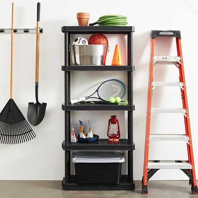 Gracious Living 5 Shelf 6' x 32" x 14" Adjustable Ventilated Medium Duty Shelving Unit Organizer System for Home