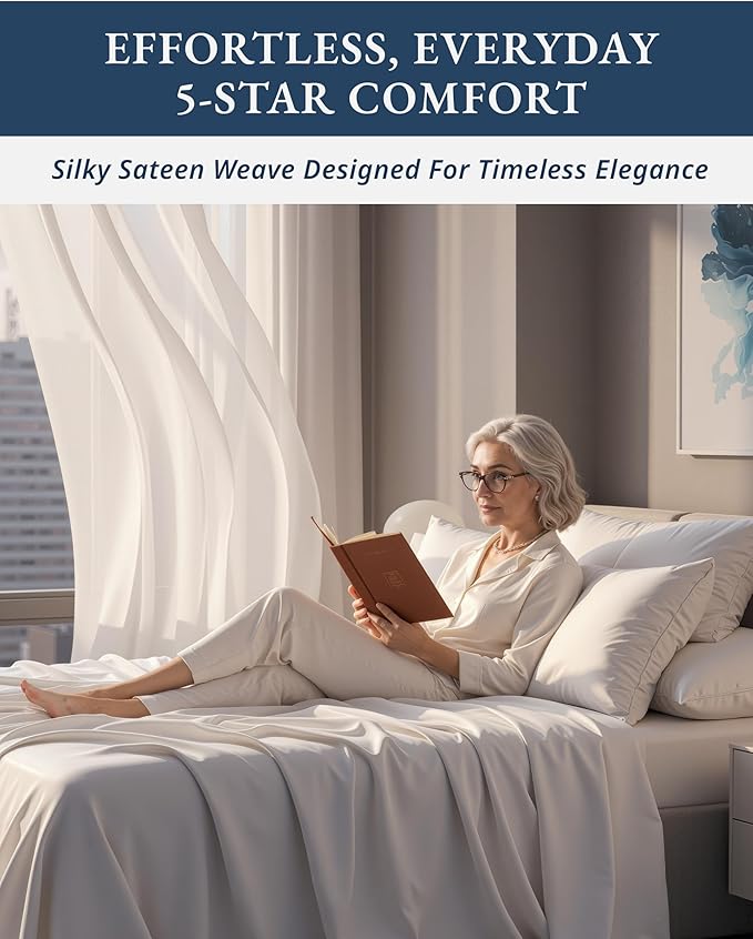 LANE LINEN 100% Egyptian Cotton Split King Bed Sheets for Adjustable Beds Soft & Comfy Luxury Hotel Style Thick Split King Sheet Set, Fully Elasticized Reinforsed Seams White Sheets