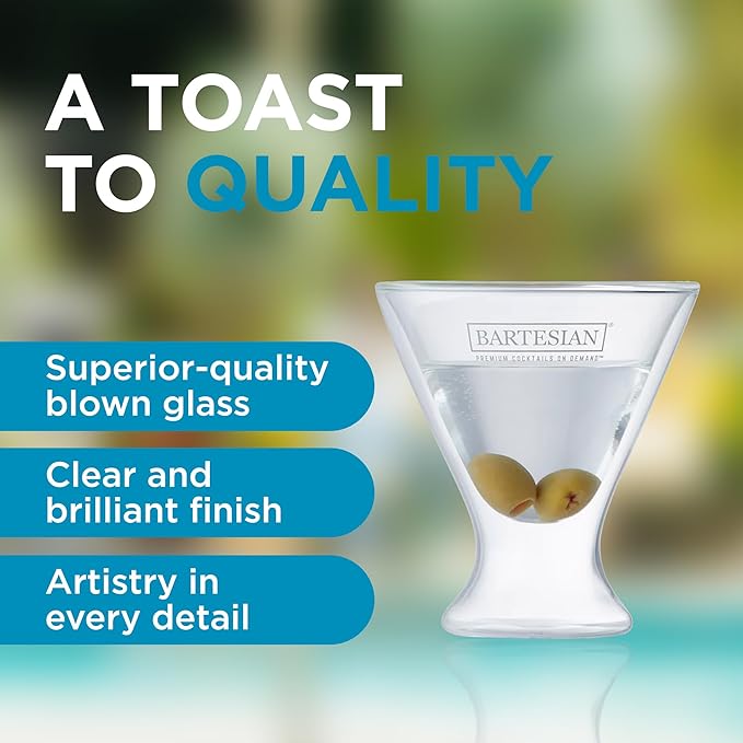 Bartesian Cocktail Glass Sets - Insulated Tumbler for Cocktails & Mocktails - Bar Glasses for Martini, Margarita, Pina Colada, Whiskey Sour, Old Fashioned - Set of 2