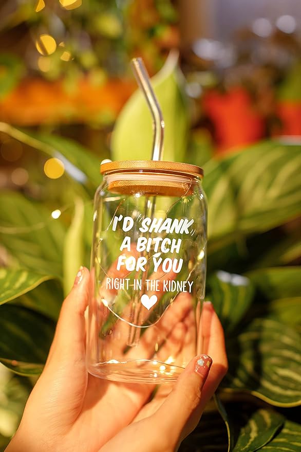 NewEleven Gifts For Women Friendship - Funny Gifts For Friends Female - Unique Friendship Present For Her, Female, Bestie, Bff, Soul Sister, Work Bestie - 16 Oz Coffee Glass