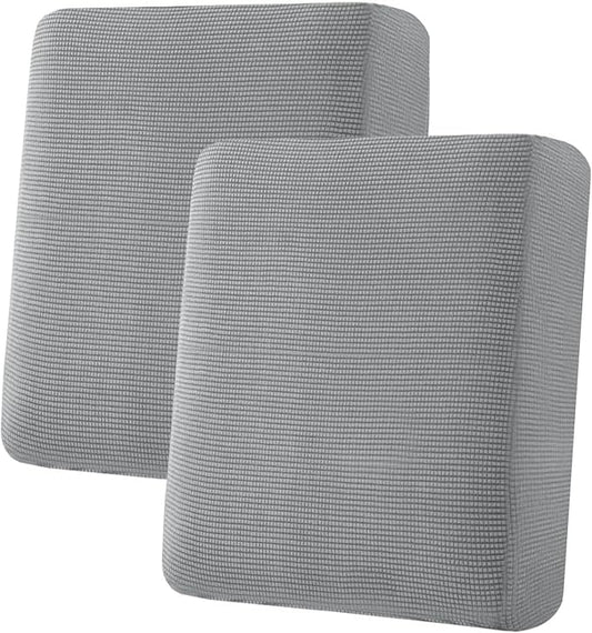 H.VERSAILTEX Super Stretch Individual Seat Sofa Covers Couch Slipcover Sets Thick Jacquard Textured Twill Fabric (2 Piece Medium Cushion Covers, Dove)