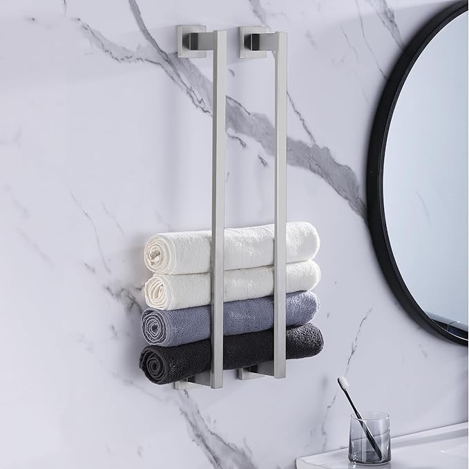 LANC Hand Towel Bar for Bathroom Wall Mounted 16-Inche 40CM Brushed Nickel Bath Towel Rack Stainless Steel Towel Rod for Toilet Kitchen Towel Holder Towel Hanger Towel Rail, A9010BN-L4