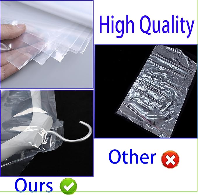 15 Pack (24 x 40 In) Plastic Clear Clothes Covers,Dry Cleaners Bags Hanging Clothing Covers Clear Garment Bags Hanging Dust-proof Clothing Protector Covers for Home Storage Clothing Stores & Travel.