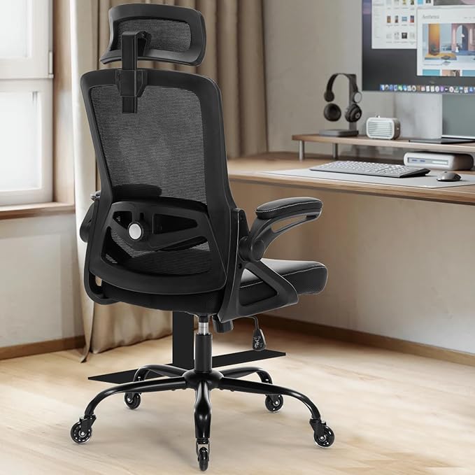 Ergonomic Office Chair, Desk Chair with Adjustable Lumbar Support, High Back Mesh Chair with Blade Wheels, Executive Chair for Home Office