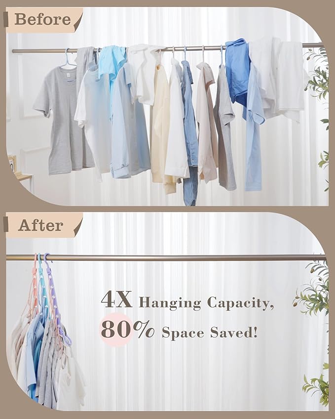 Space Saving Hangers for 96 Clothes, Reinforced Collapsible Hangers with 360° Swivel Hook, Hanger Hooks Space Saver for Closet Organizers and Storage, Dorm Room Essentials, Fully Assembled, Black