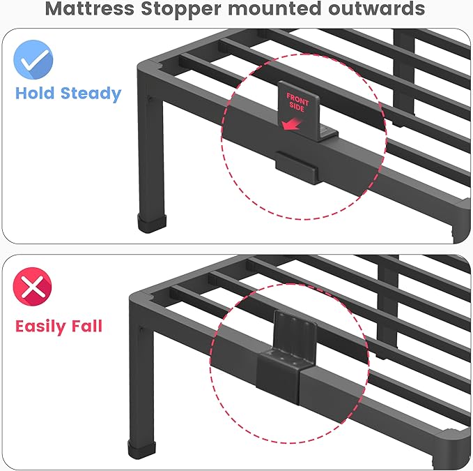 20 Inch Full Size Metal Platform Bed Frame with Round Corners, Storage Space Under High Bed Frame-Heavy Duty Steel Slats Support, Noise Free - Easy Assembly - No Box Spring Needed