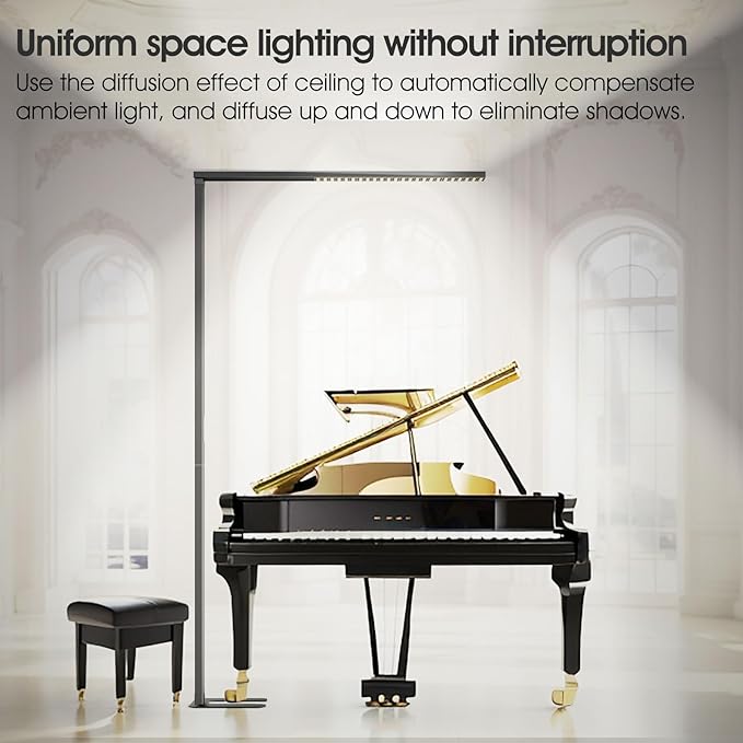 77"LED Floor Lamp,80W Black Modern Free-Standing Lamp,8000LM Dimmable High brightness office Lamp for Reading Study Room，Living Room，Bedroom Room,Piano Room,Meeting Room 4000K Natural Daylight