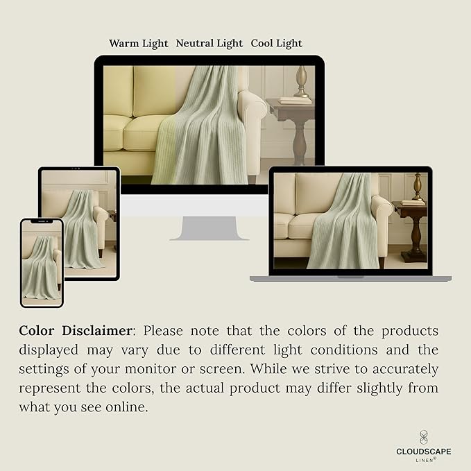 Cloud Scape Linen 100% Cotton 8 Layer Twin Size Muslin Blanket - Breatheable and Soft Winter Blanket for Bed, Couch and Sofa, Oversized Fits up to Twin XL, Best Gift Idea, 68x92, Seafoam