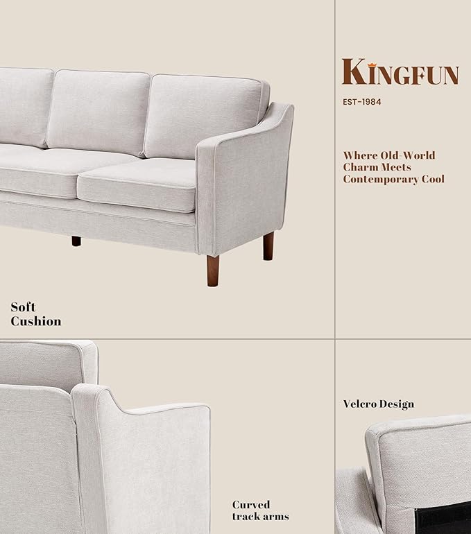 Kingfun Living Room Furniture Sets, Armchair and 2 Loveseat, Mid Century Modern Sofa Set, Chenille Couch with Solid Wood Frame for Living Room & Bedroom, Silver Gray