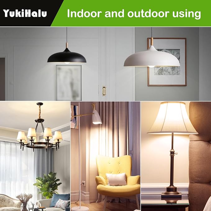 YukiHalu A15 LED Light Bulbs, 60W Equivalent, E26 Base, 2700K/3000K/5000K White, 7W 600 Lumens 120V, UL Listed, Ceiling Fan Light Bulbs, Appliance Bulb, Not Dimmable, Pack of 6 (3000K Warm White)