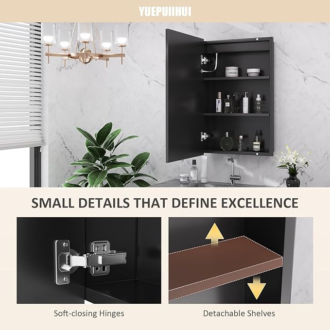 20X30 Inch Recessed Lighted Medicine Cabinet with Mirror, Adjustable 3-Color LED Mirrored Medicine Cabinet with Brightness Dimming, Defogger, Bathroom Mirror with Storage
