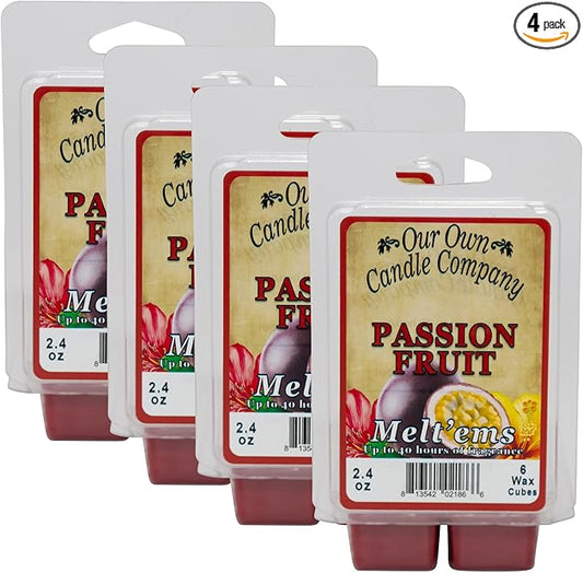 Our Own Candle Company Premium Wax Melt, Passion Fruit Scent, Handmade in The USA, 24 Cubes (4 Pack, 9.6oz Total)