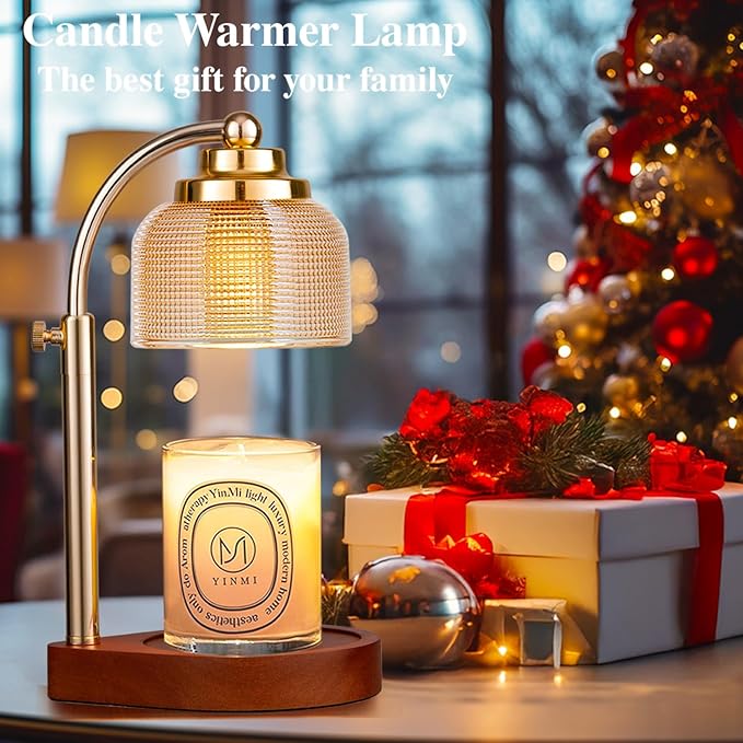 Candle Warmer Lamp with Timer Dimmer, Birthday Gifts for Women Mom Sister, House Warming Gifts Vintage Home Decor, Adjustable Height Wax Melt Warmer for Jar Candles with 2 Bulbs