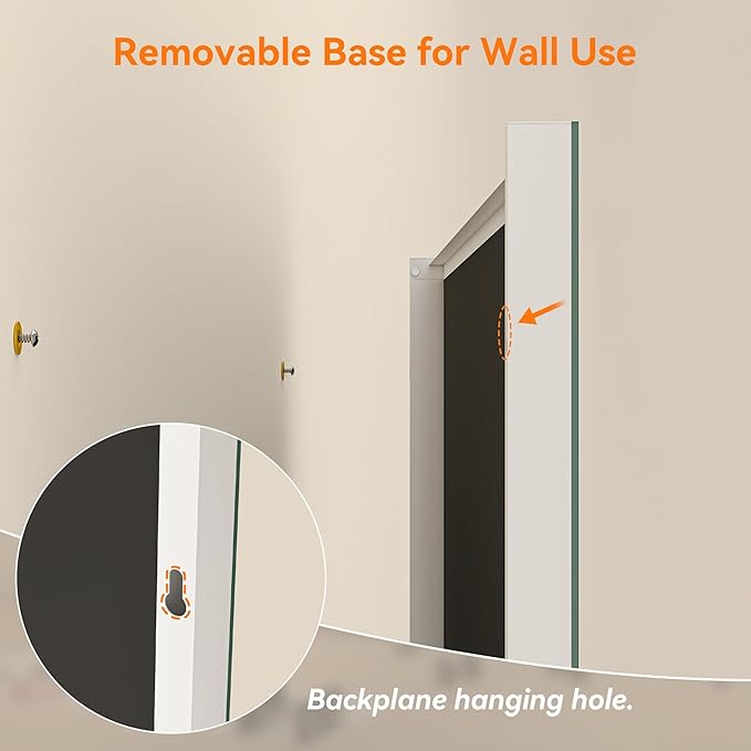 Hasipu Home Gym Mirror 360° Swivel on Wheels, 74.8" x 40" Extra Large Full Body Rolling Mirror for Yoga Studio, Bedroom, Dancing Studio, White