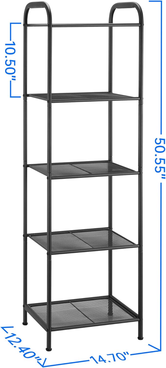 MAX Houser Storage Rack with Shelf,Industrial Style Extendable Plant Stand, Standing Shelf Units for Kitchen, Bathroom, Office,Living Room, Balcony, Kitchen (Charcoal Gray, 5 Tier)