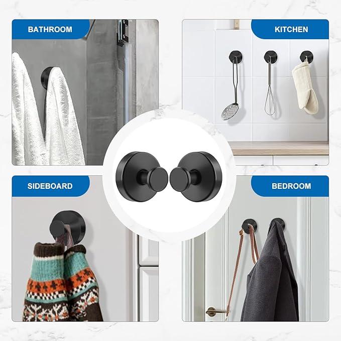 Suction Cup Hooks for Towels Robes, Heavy Duty Bathroom Shower Hooks Stainless Steel, No Drill on Smooth Wall,Glass,Mirror, Tile in Bedroom Kitchen to Hang Swimsuit Washcloths (4, Pink)