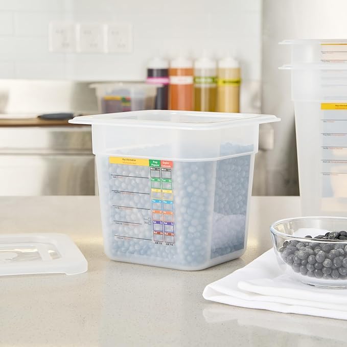 Restaurantware Food Storage Container 1 Pack of 6.8 x 4.2 x 5.9 Inches Plastic Stackable Storage Box White Reusable Label Container Dishwasher Safe For Restaurants And Kitchens
