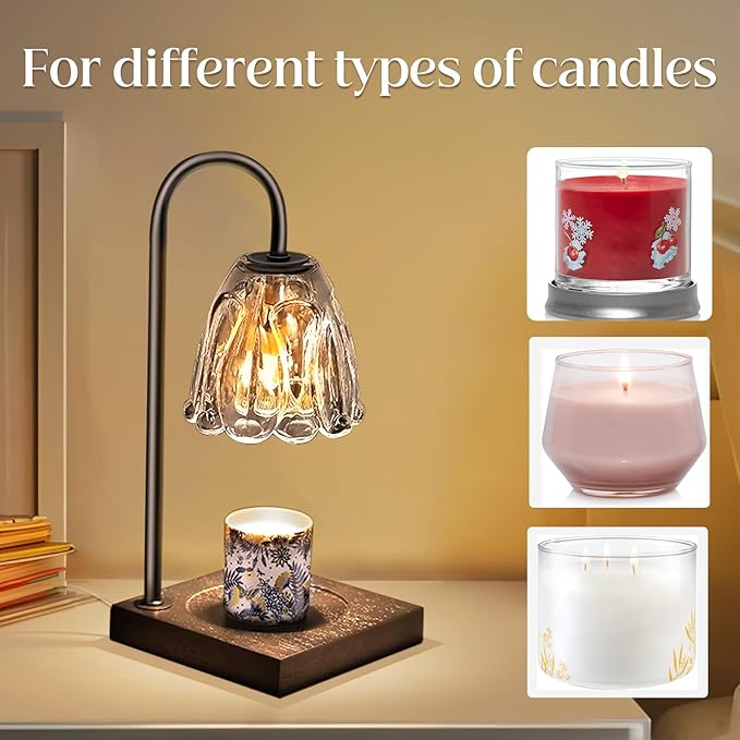 Candle Warmer Lamp, Top-Down Electric Candle Warmer with Timer, Dimmable Jar Candle Melter for Scented Wax