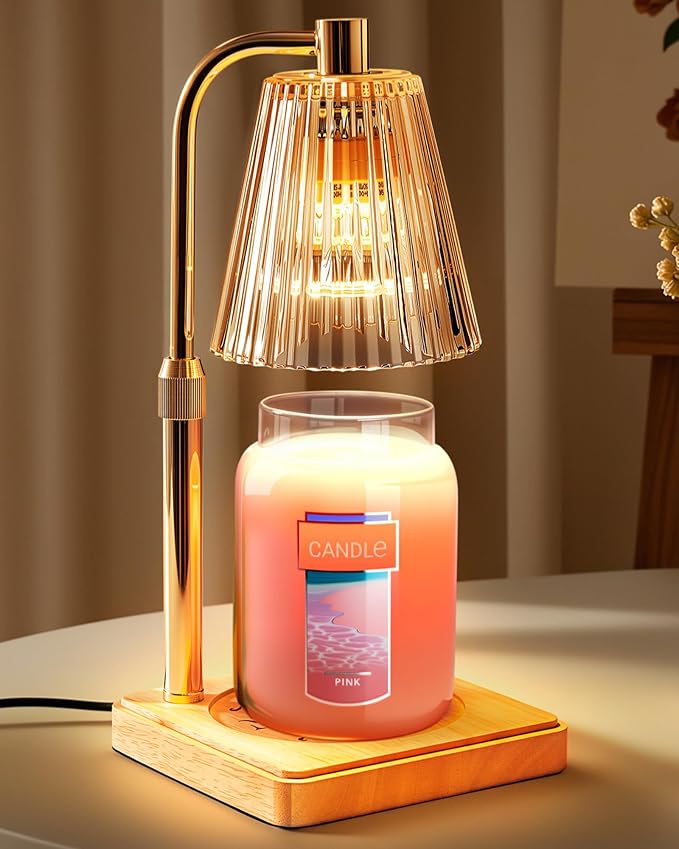Marycele Candle Warmer Lamp with Timer for Yankee Candles, Adjustable Height Wax Melt Warmer, Birthday Gifts for Mom Women Sister, Vintage Amber Glass Lamp, Thanksgiving Decorations for Home Decor