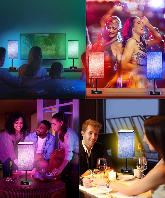 Smart Mood Lighting RGB Color Changing Desk Lamp w/16 Million Hues,Stepless Dimmable Warm-Cool White + Music Sync | Touch & App Control Bedside Nightstand Light for Gaming,Home Office,Bedtime Routines