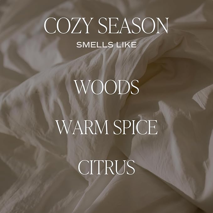 Sweet Water Decor Cozy Season Soy Candles - Fall Candles with Woods, Warm Spice, and Citrus Scent for Home Decor - Soy Candle with 50 Hours Burn Time - 11Oz Wood Lid White Jar Candles Fall Scents