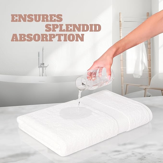 Wealuxe White Bath Towels 24x50 Inch, 6 Pack - Extra Absorbent Cotton Towel Set for Bathroom