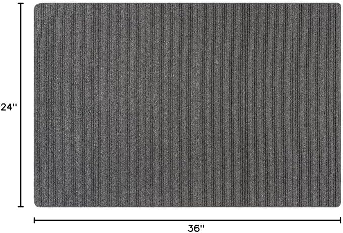 Non Slip Gray Solid Rubber Back Thing Door Mat for Entryway 2x3 for Kitchen, Rug for Bathroom, Stain Resistant Easy Cleaning Non Shedding Carpet Gray 2 x 3