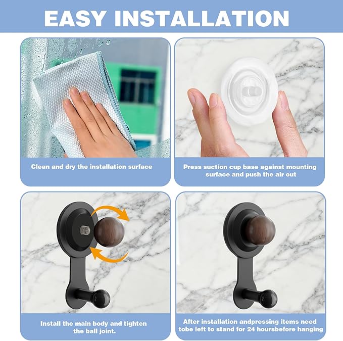 Wreath Hangers for Front Door,Suction Cup Hooks for Shower,Removable No-drill Suction Cup Hook for Door Wreaths/Glass Window/kitchen,Ideal for Holiday/Christmas Door Decoration(2 pcs - 4 suction cups)