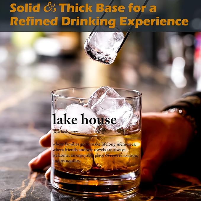 Lake House Gifts Old Fashioned Whiskey Glasses, Lake Lovers Gifts, Lakehouse Definition 10 oz Rocks Barware Cup for Cocktail Drinks Scotch Bourbon Liquor