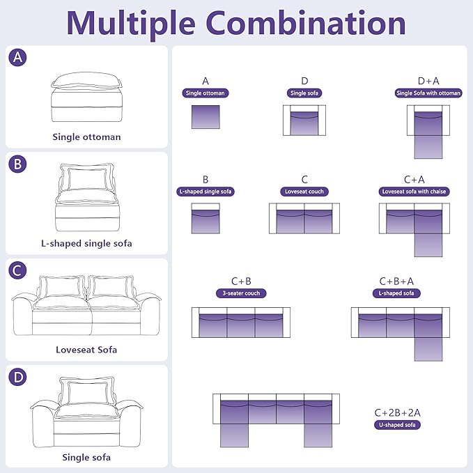 Hobestluk Cloud Single Sofa Memory Foam Couch with Deep Seat L Shaped Sofa with Removable Cover Large Couch for Living Room (Beige, Single Sofa)