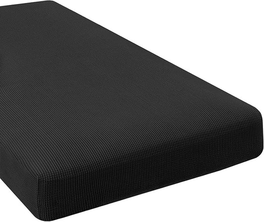 H.VERSAILTEX Super Stretch Individual Chaise Cover Sectional Couch Covers for L Shaped Sofa Both Left/Right Featuring Thick Jacquard Textured Twill Fabric (1 Piece Chaise Cover, Black)