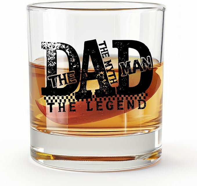 Dad Whiskey Glasses 10 oz, Dad Gifts for Birthday Christmas Father's Day from Daughter Son, The Man The Myth The Legend Father Old Fashioned Rocks Glasses Cup for Men Drinking Bourbon Liquor